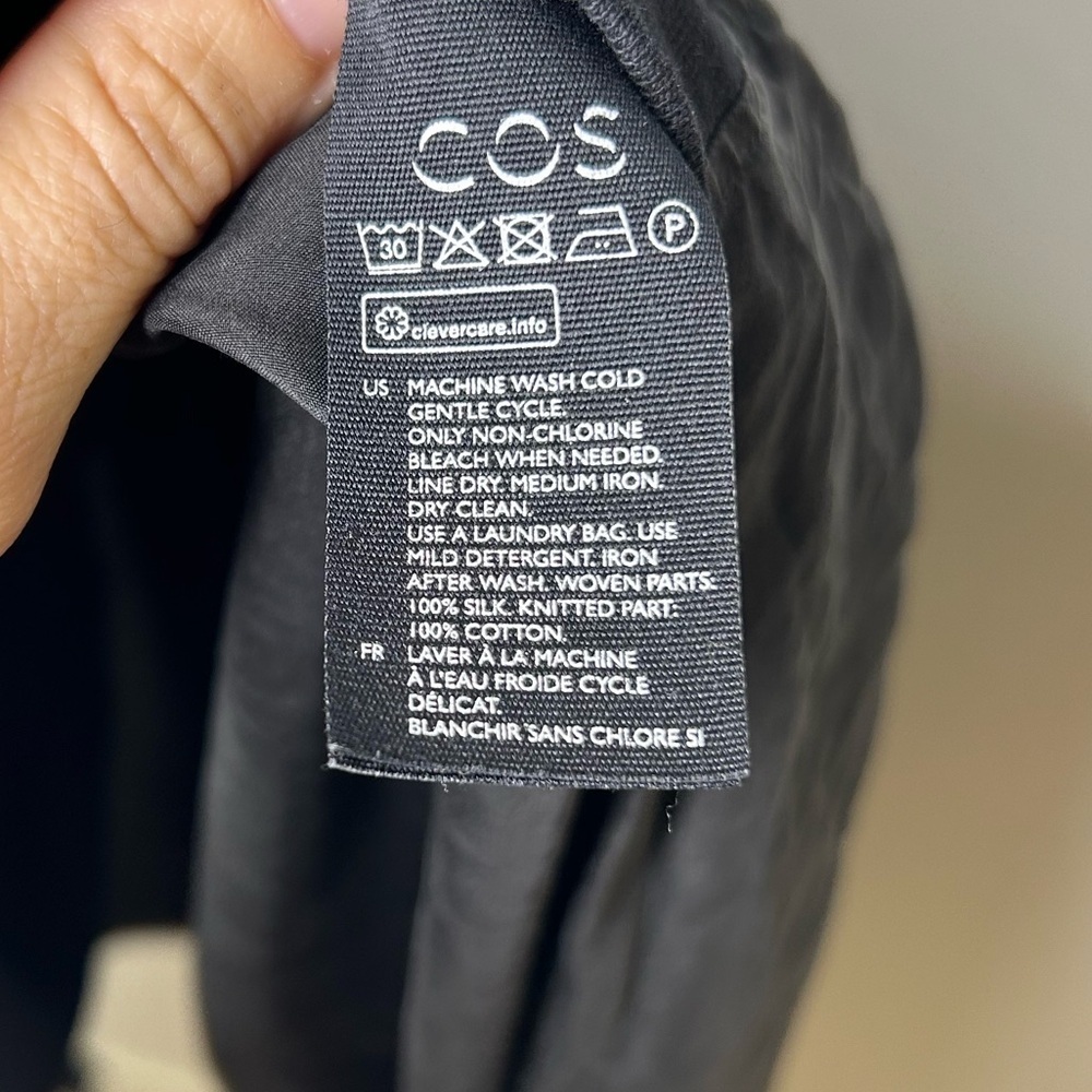COS Black Drawstring Mulberry Silk Cotton Dress Size medium - Picture 7 of 9